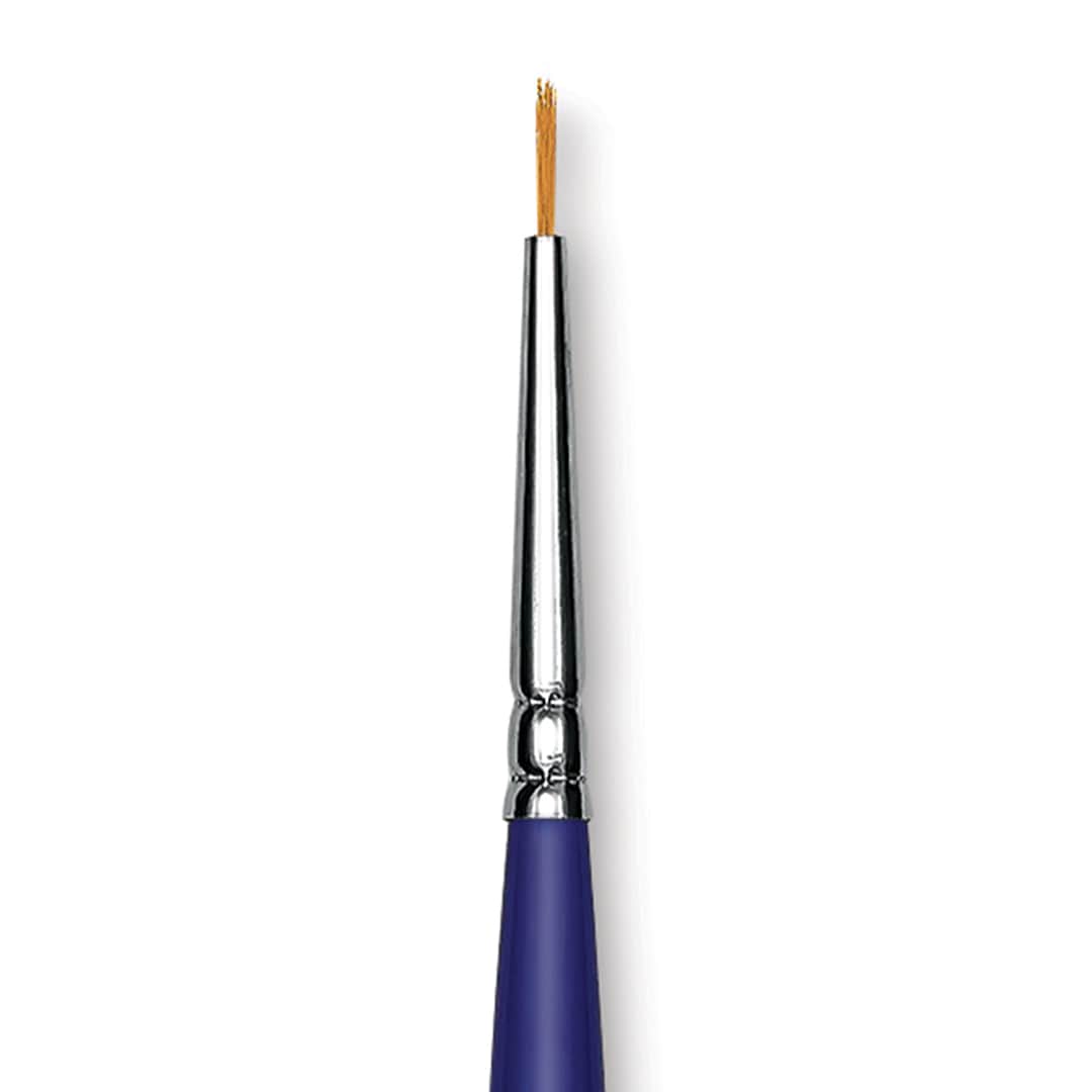 Open in modal - Blick Scholastic Golden Taklon Brush - Round, Long Handle, 2/0 close up