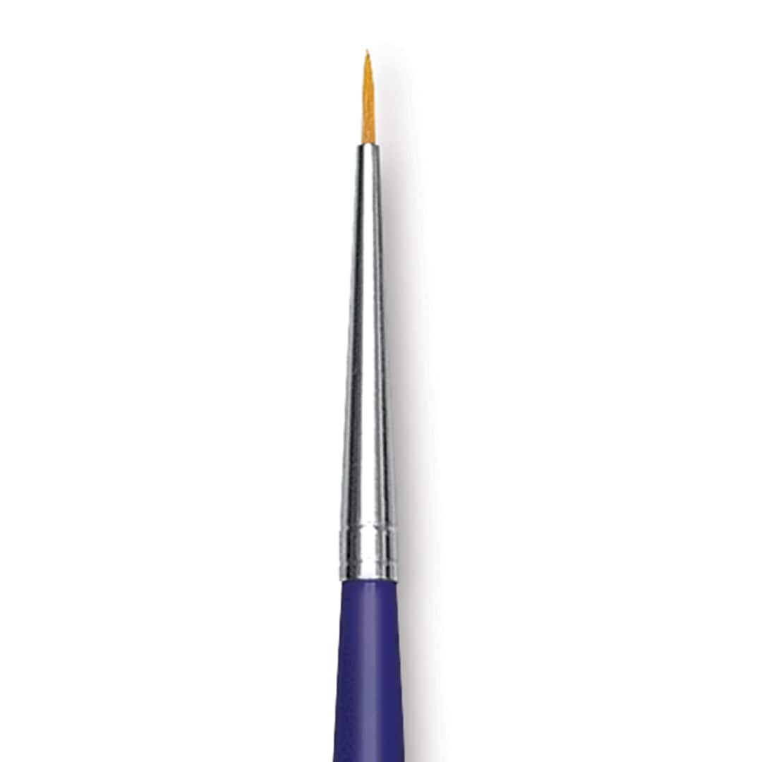 Open in modal - Blick Scholastic Golden Taklon Brush - Round, Long Handle, 3/0 close up