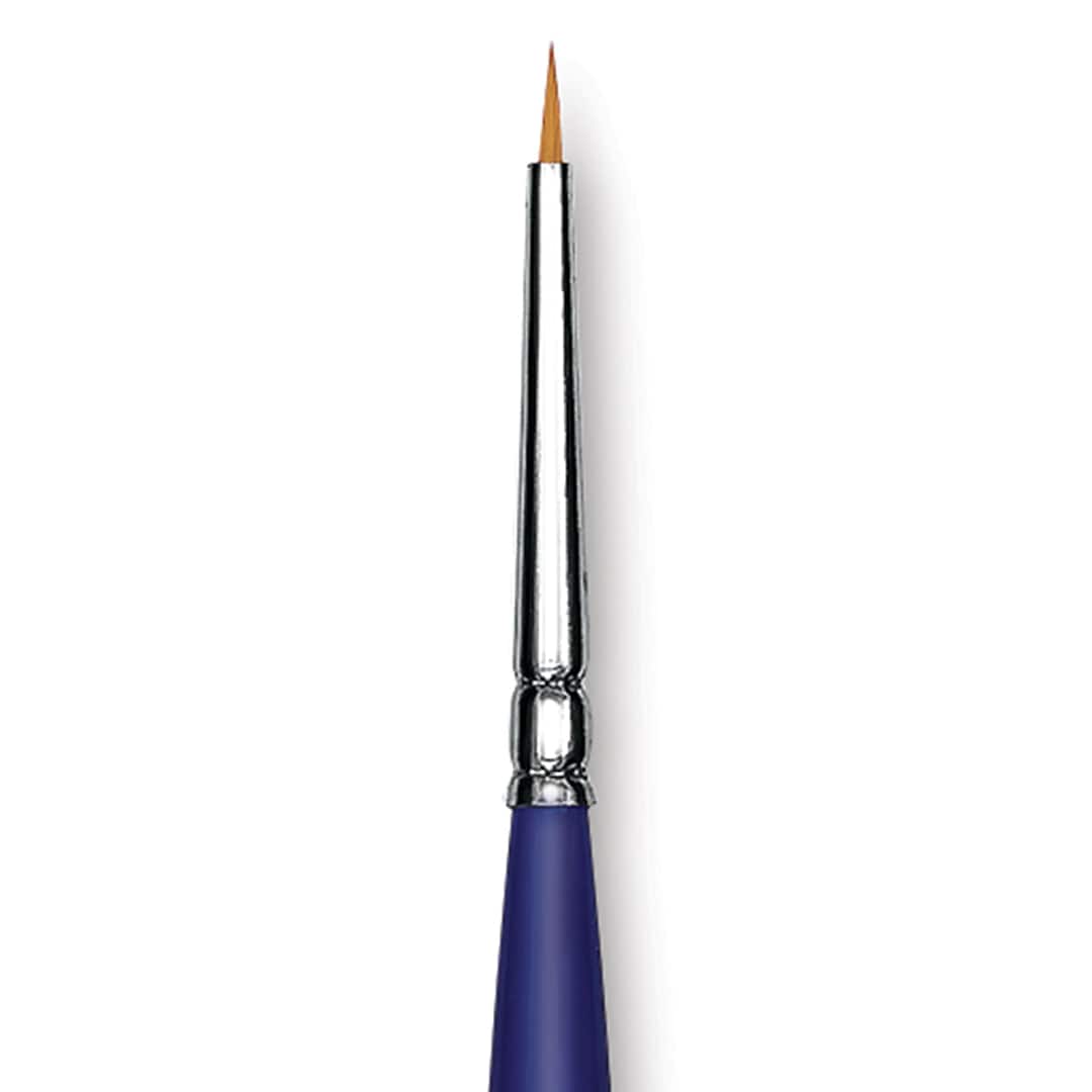 Open in modal - Blick Scholastic Golden Taklon Brush - Round, Long Handle, 4/0 close up