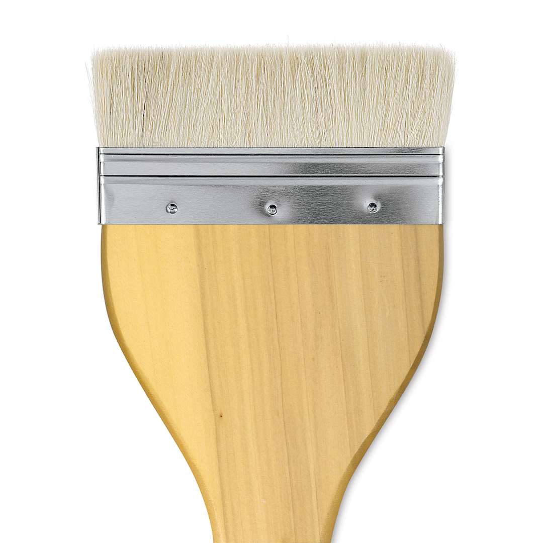 Open in modal - Yasutomo Hake Brush - Flat, Wood Handle, 4-5/8" close up