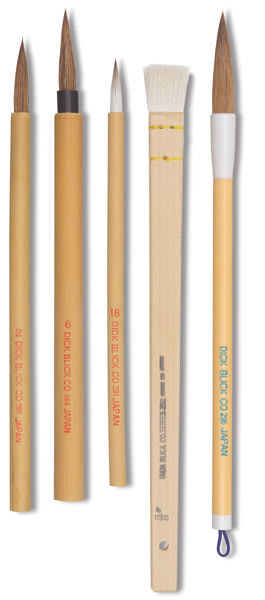 Open in modal - Blick Bamboo Brush Set - 5 pc component brushes shown upright