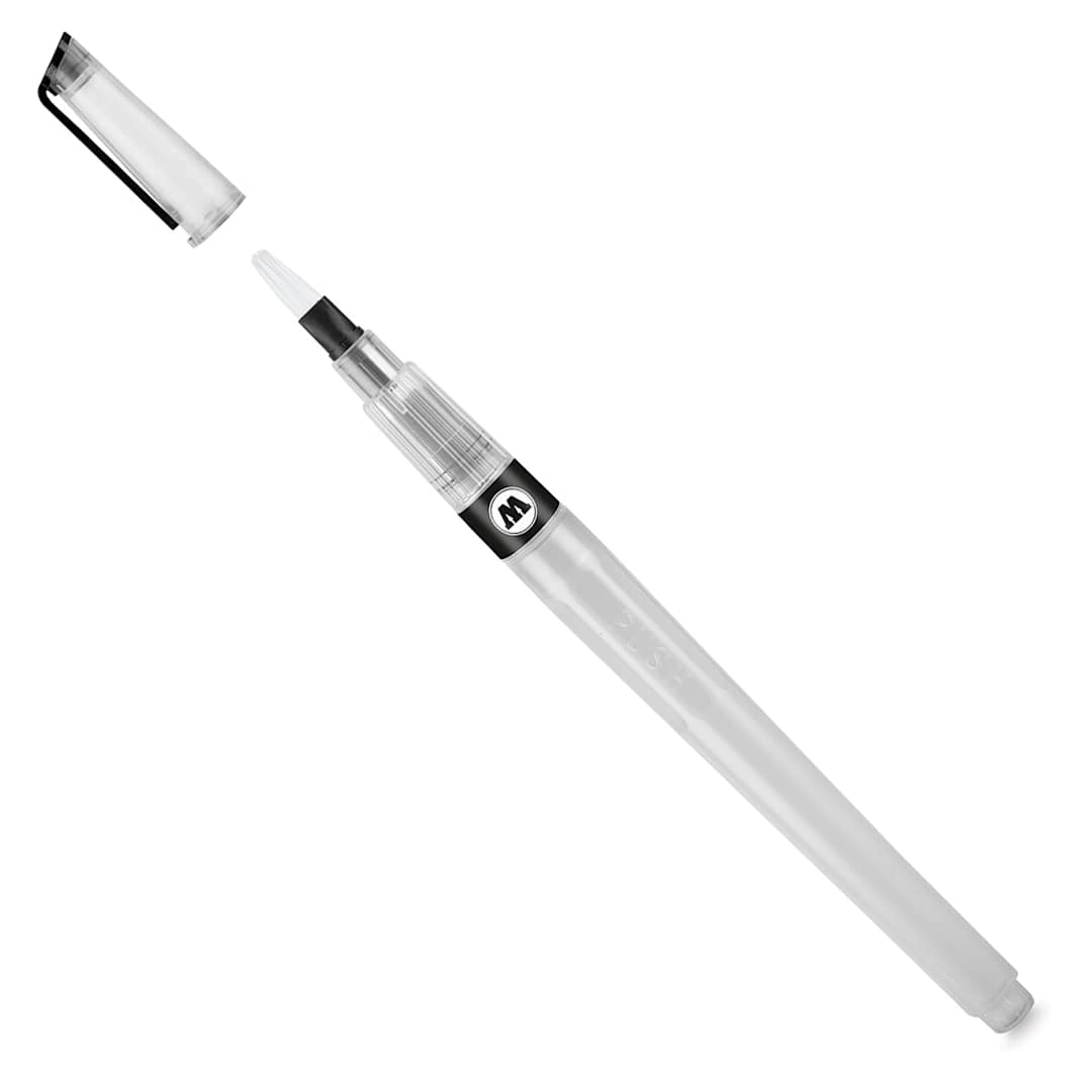 Open in modal - Molotow Aqua Squeeze Brush Pens - Angled view of 4mm tip brush pen shown open