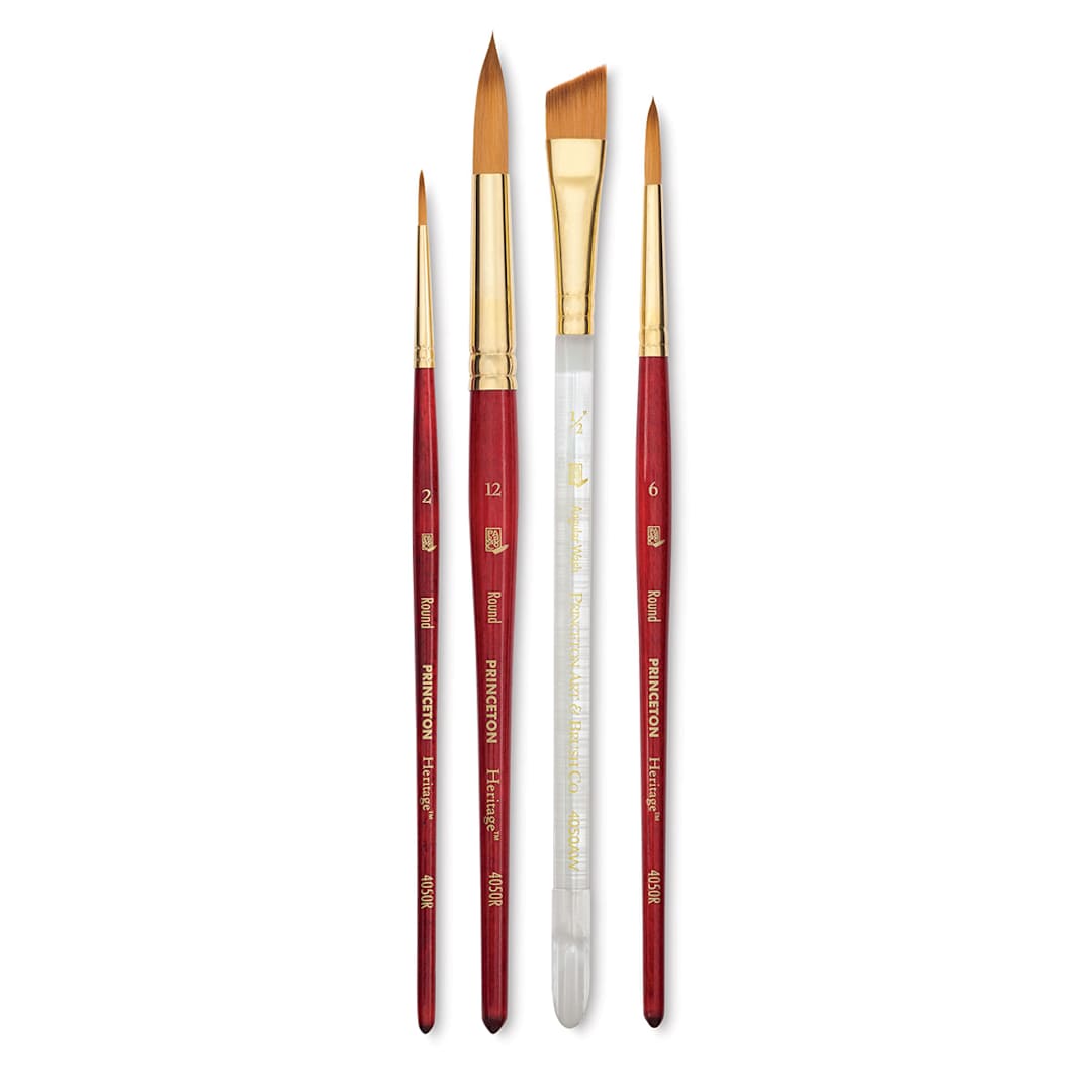 Open in modal - Princeton Series 4050 Heritage Synthetic Sable Brush Set- Blick Exclusive, Set of 4 (out of package)
