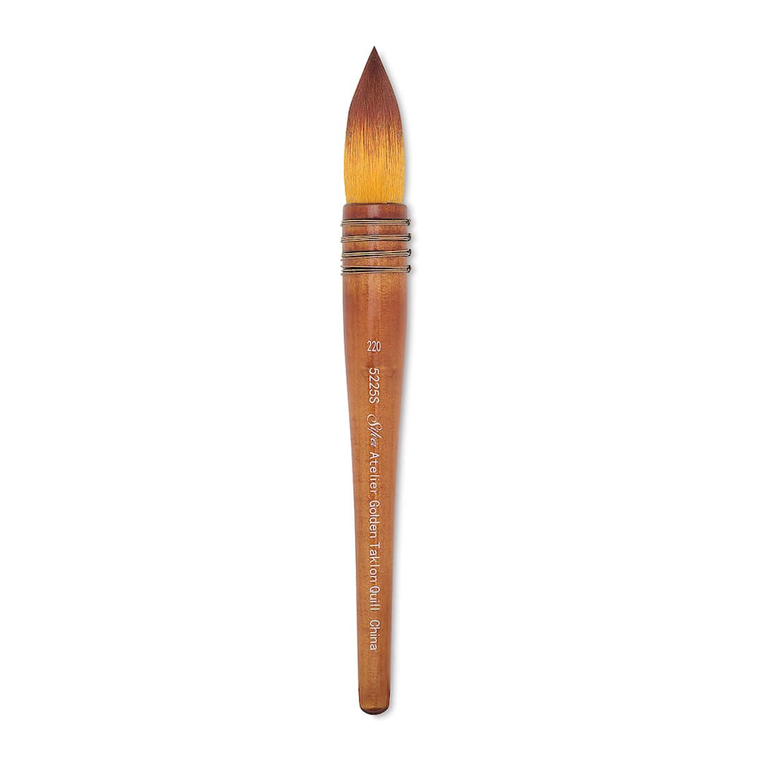 Open in modal - Silver Brush Atelier Quill Series Golden Taklon Brush - Size 220, Short Handle