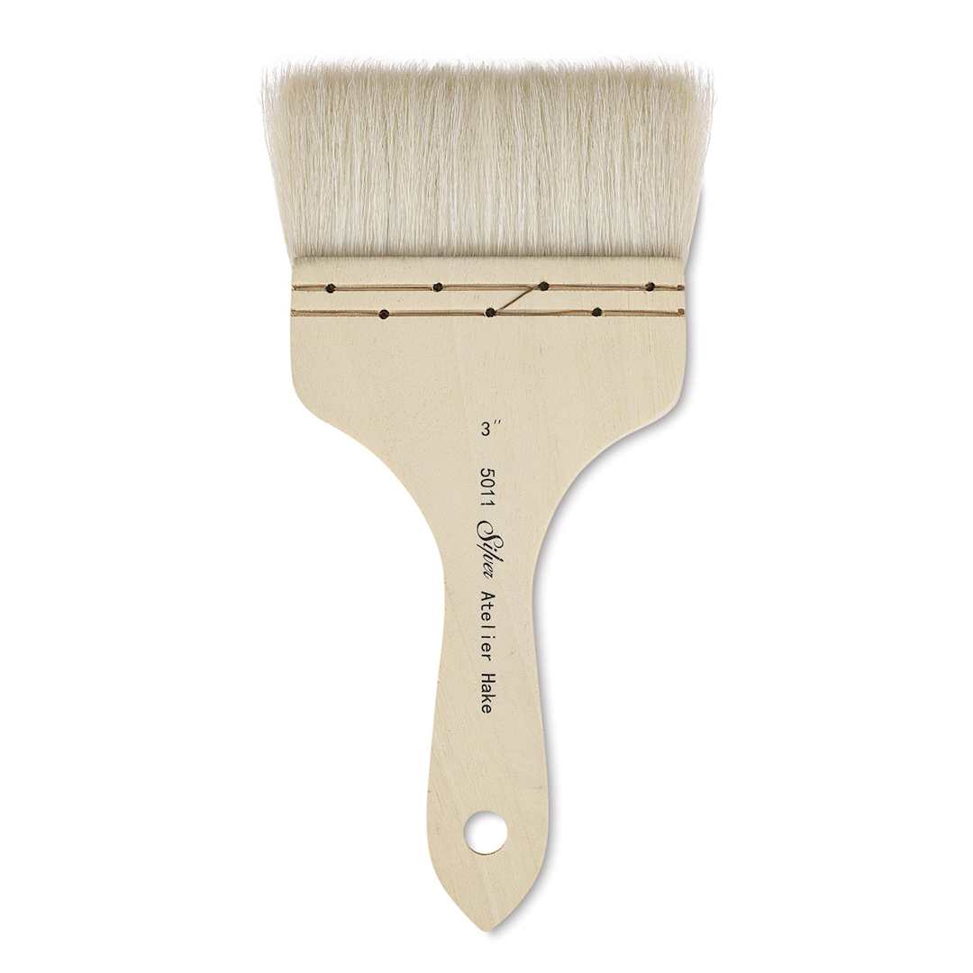 Open in modal - Silver Brush Atelier Hake Brush - Short Handled Flat Brush shown upright
