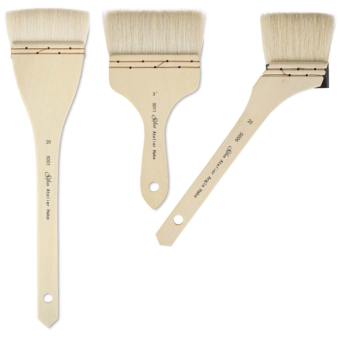 Open in modal - Silver Brush Atelier Hake Brush - 3 Types of Hake brushes shown upright
