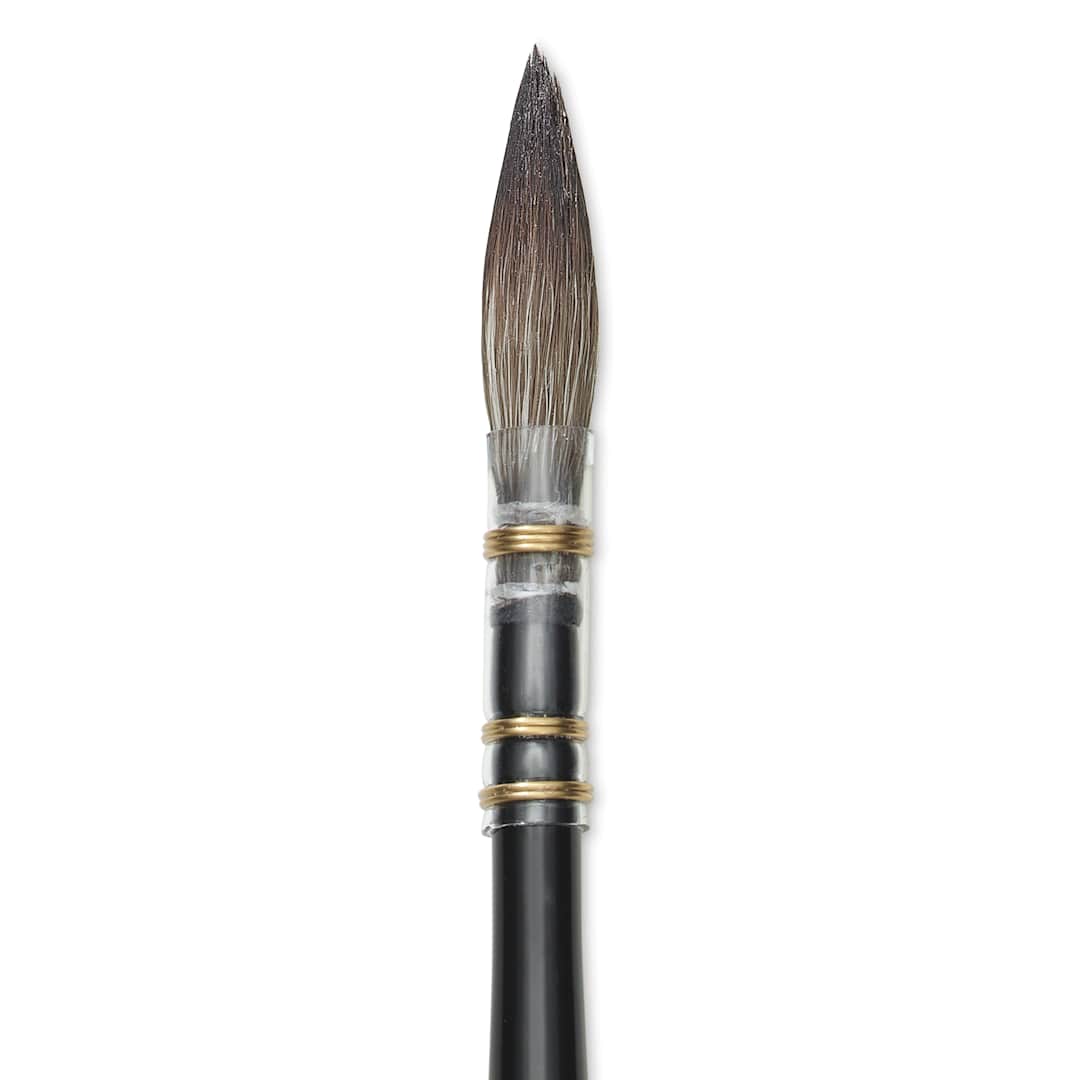 Open in modal - Da Vinci Casaneo Synthetic Squirrel Watercolor Brush -  Quill Round Wash, Size 2/0, Short Handle, Synthetic, close-up