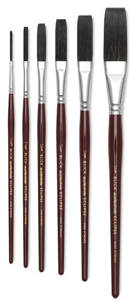 Open in modal - Blick Masterstroke Eclipse One-Stroke - Various size brushes shown upright
