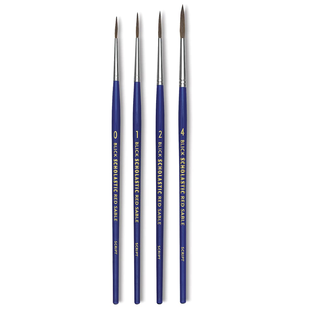Open in modal - Blick Scholastic Red Sable Brush Set - Script, Set of 4