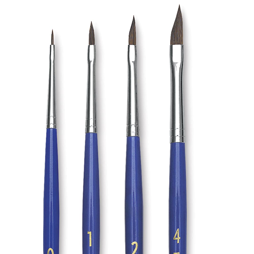 Open in modal - Blick Scholastic Ox Hair Brush Set - Striper, Short Handle, Set of 4