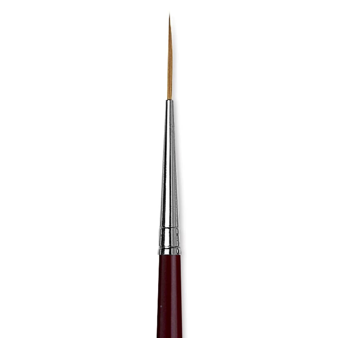 Open in modal - Da Vinci Kolinsky Red Sable Brush - Medium Pointed Liner, Long Handle, Size 0 close up