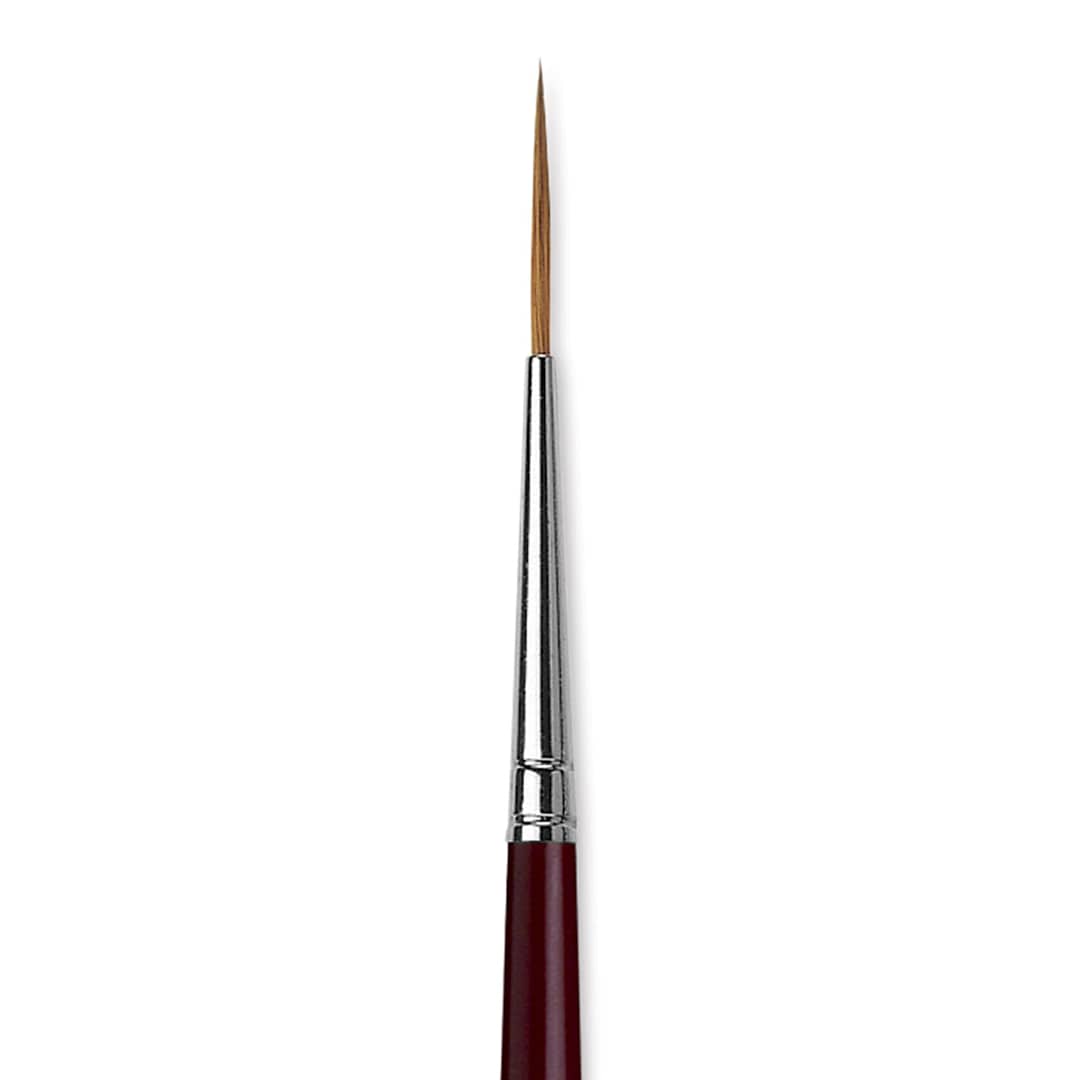 Open in modal - Da Vinci Kolinsky Red Sable Brush - Medium Pointed Liner, Long Handle, Size 1 close up