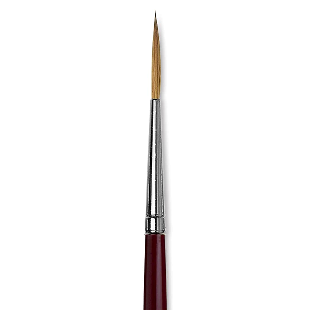 Open in modal - Da Vinci Kolinsky Red Sable Brush - Medium Pointed Liner, Long Handle, Size 4 close up