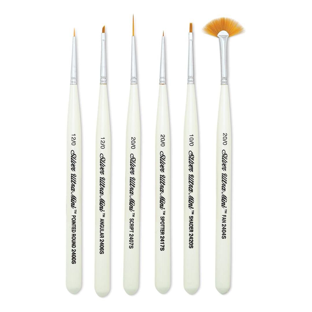 Open in modal - Silver Brush Ultra-Mini Brush Set - Basic Mini Detail Brushes, Set of 6
