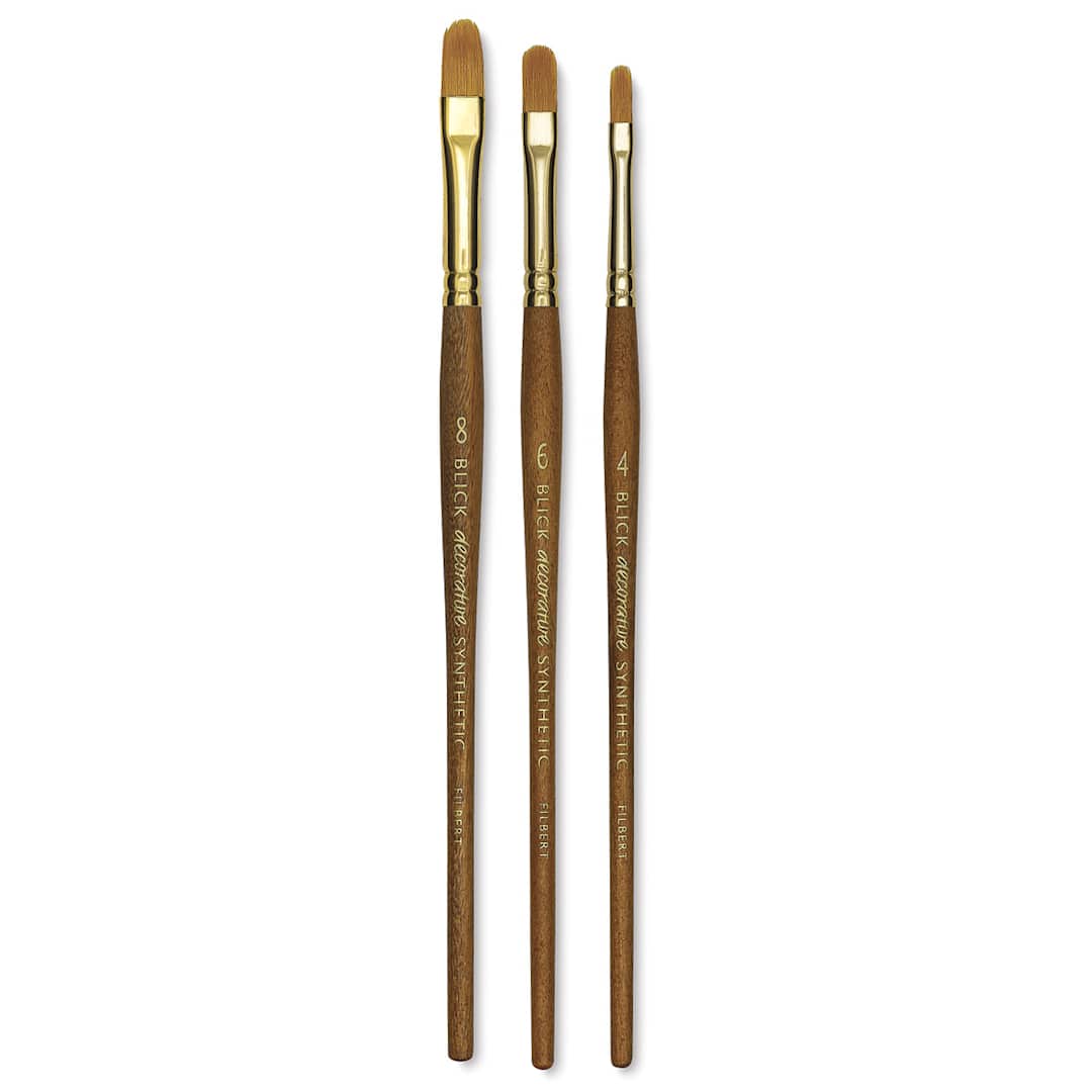 Open in modal - Blick Studio Decorative Brush Set - Filbert, Short Handle, Set of 3