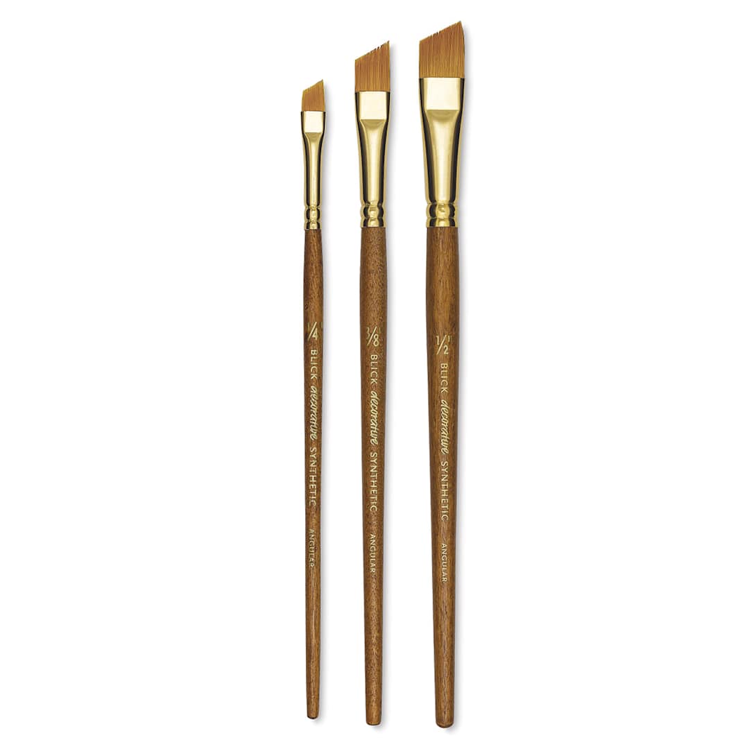 Open in modal - Blick Studio Decorative Brush Set - Angular, Short Handle, Set of 3