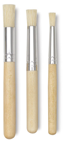 Open in modal - Blick Scholastic White Bristle Stencil Brush - Set of 3 Brushes upright