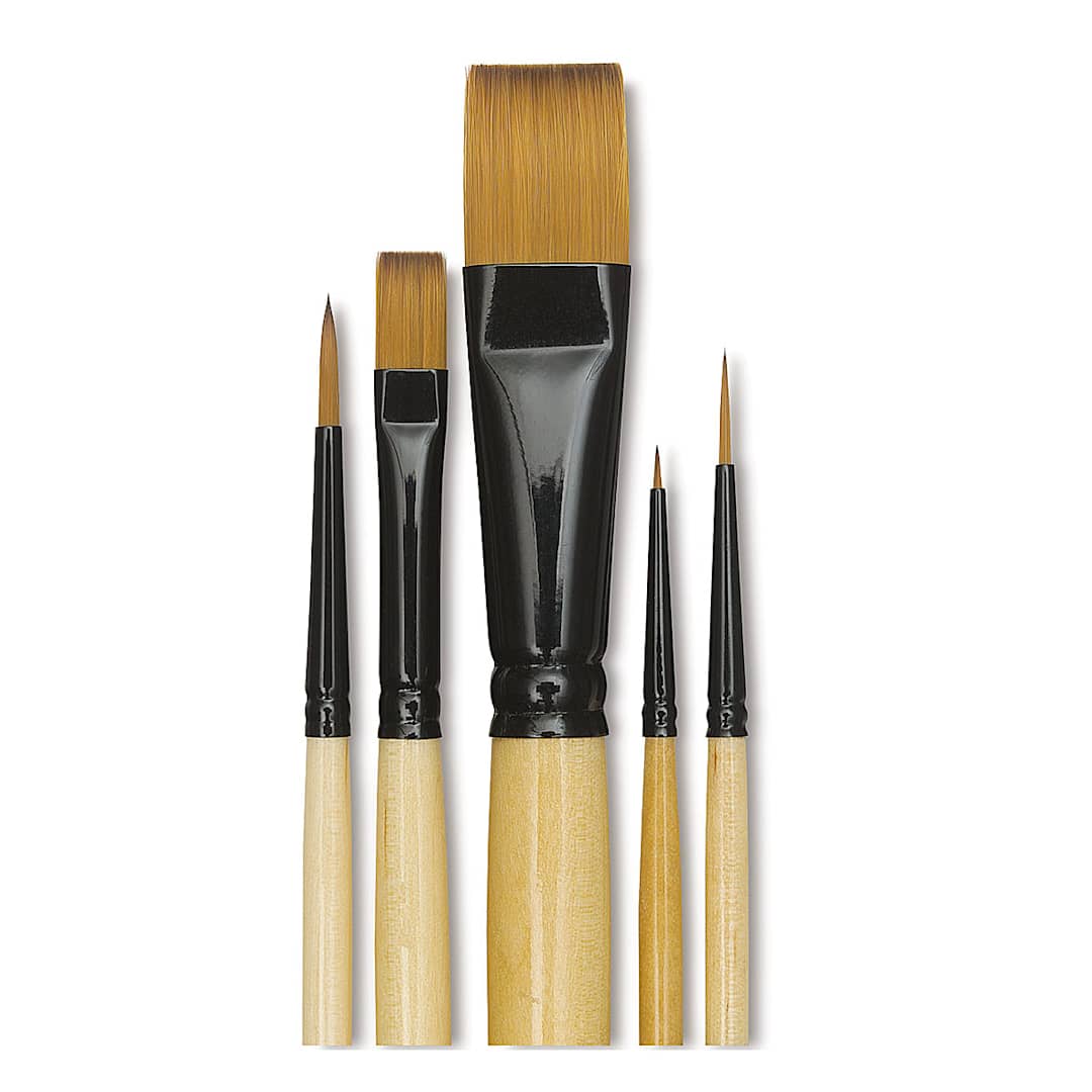 Open in modal - Dynasty Black Gold - Set of 5 Decorative Starter Brushes shown upright