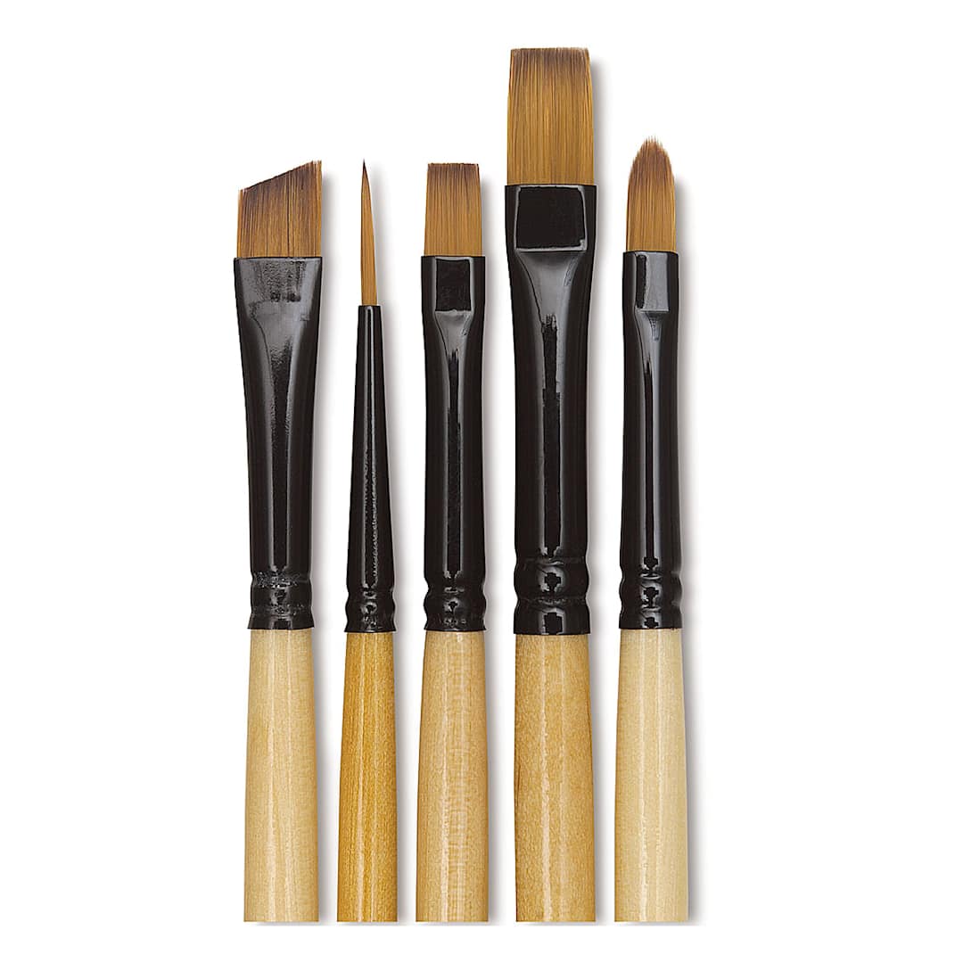 Open in modal - Dynasty Black Gold - Decorative Master Brushes, Set of 5 shown upright