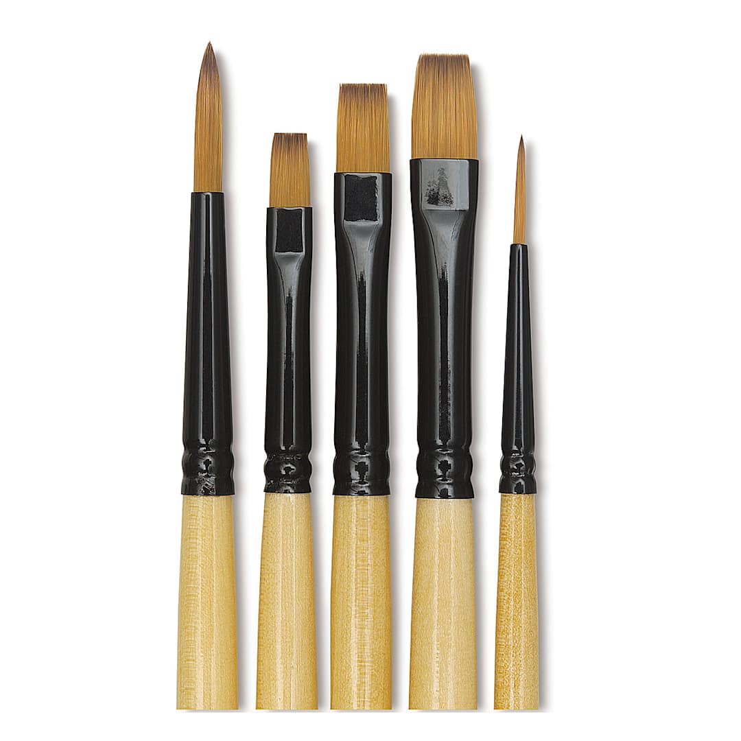 Open in modal - Dynasty Black Gold Decor Set - Basic Watercolor Brushes, Set of 5