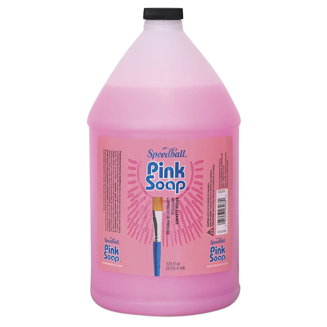 Open in modal - Pink Soap Artist Brush Cleaner - front of 128 oz bottle