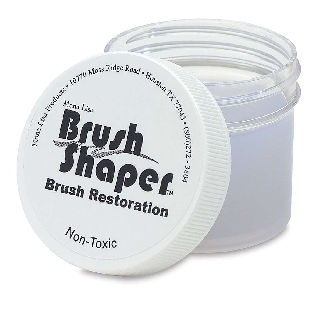 Open in modal - Mona Lisa Brush Shaper - 2 oz jar open with lid leaning against it