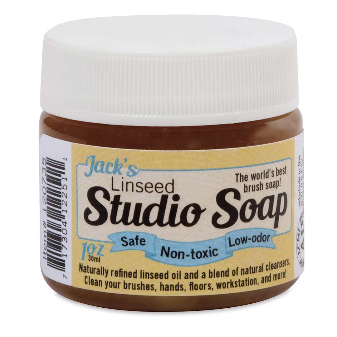 Open in modal - Jack's Linseed Studio Soap - Front of 1 oz jar shown