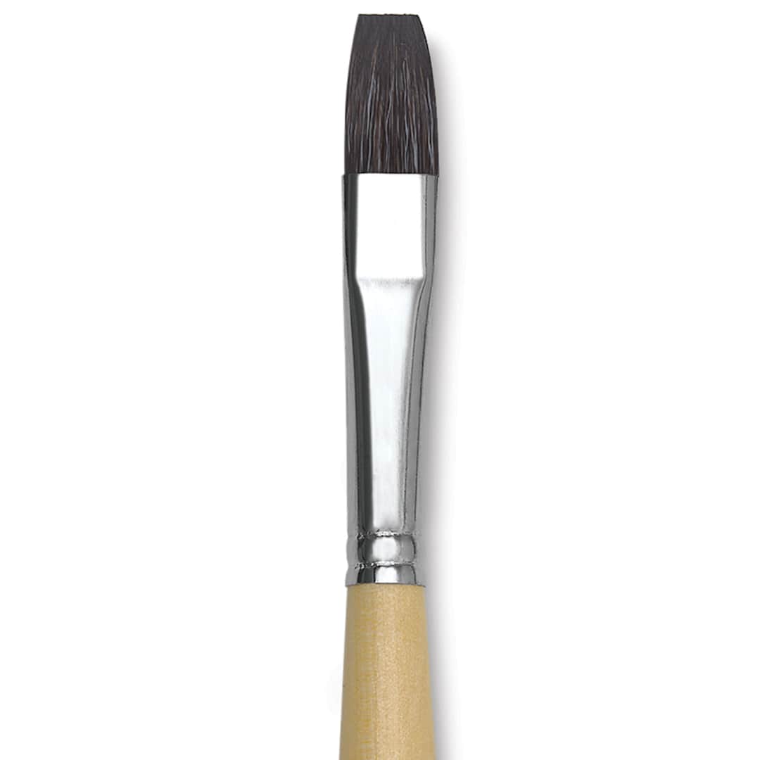 Open in modal - Da Vinci Petit Gris Pur Blue Squirrel Brush - Flat Wash, Short Handle, Size 10 close up