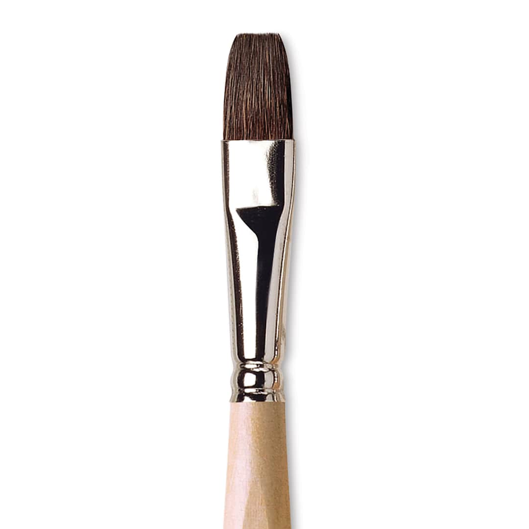 Open in modal - Da Vinci Petit Gris Pur Blue Squirrel Brush - Flat Wash, Short Handle, Size 12 close up