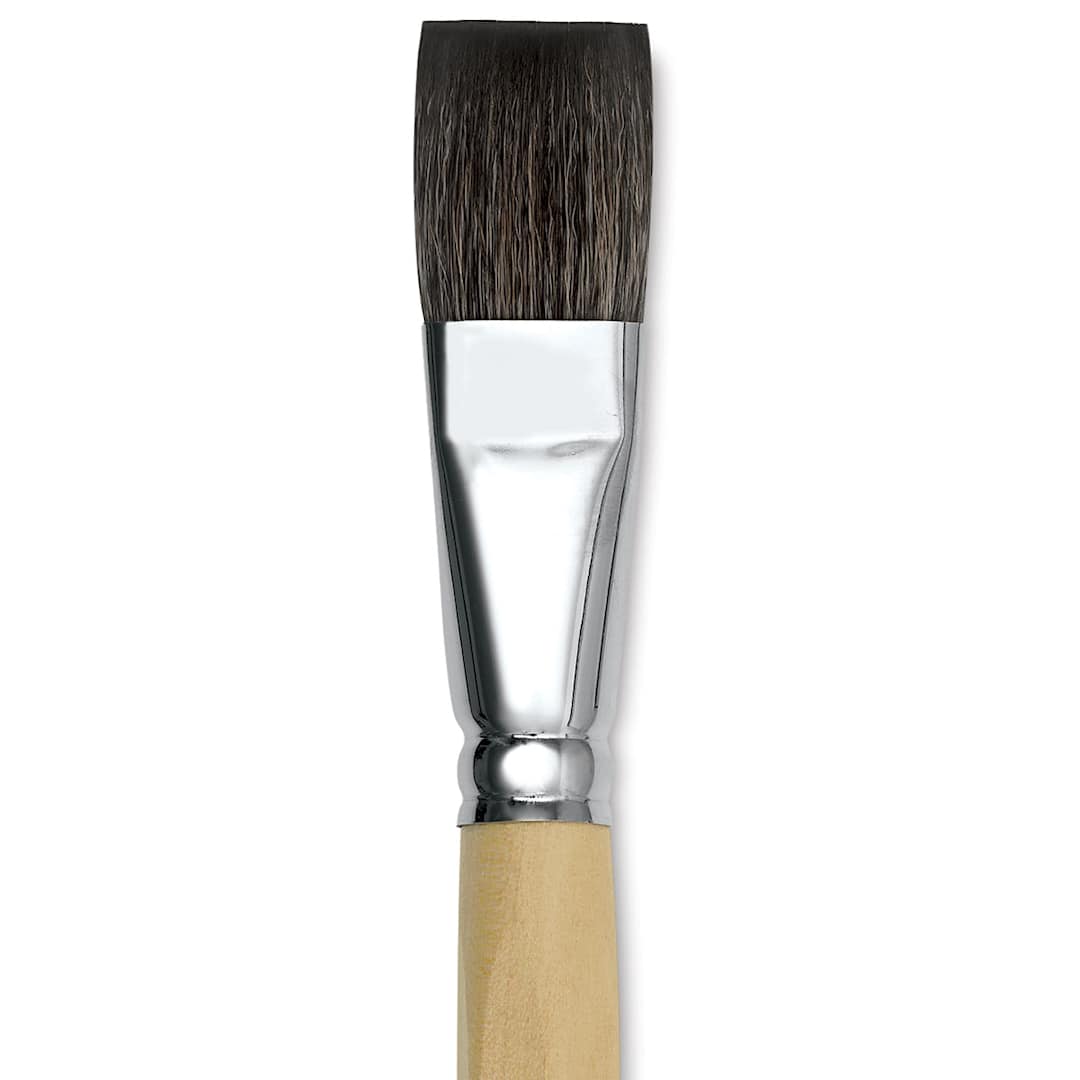 Open in modal - Da Vinci Petit Gris Pur Blue Squirrel Brush - Flat Wash, Short Handle, Size 24
