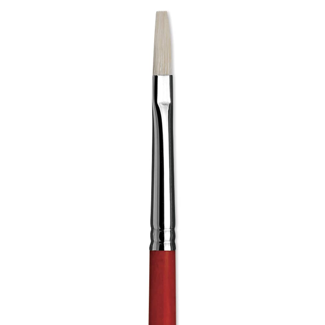 Open in modal - Da Vinci Maestro 2 Hog Bristle Brush - Flat, Long Handle, Size 2 close up