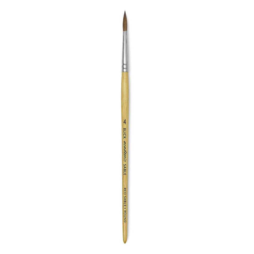 Open in modal - Blick Academic Sable Brush - Round, Natural Handle, Size 4