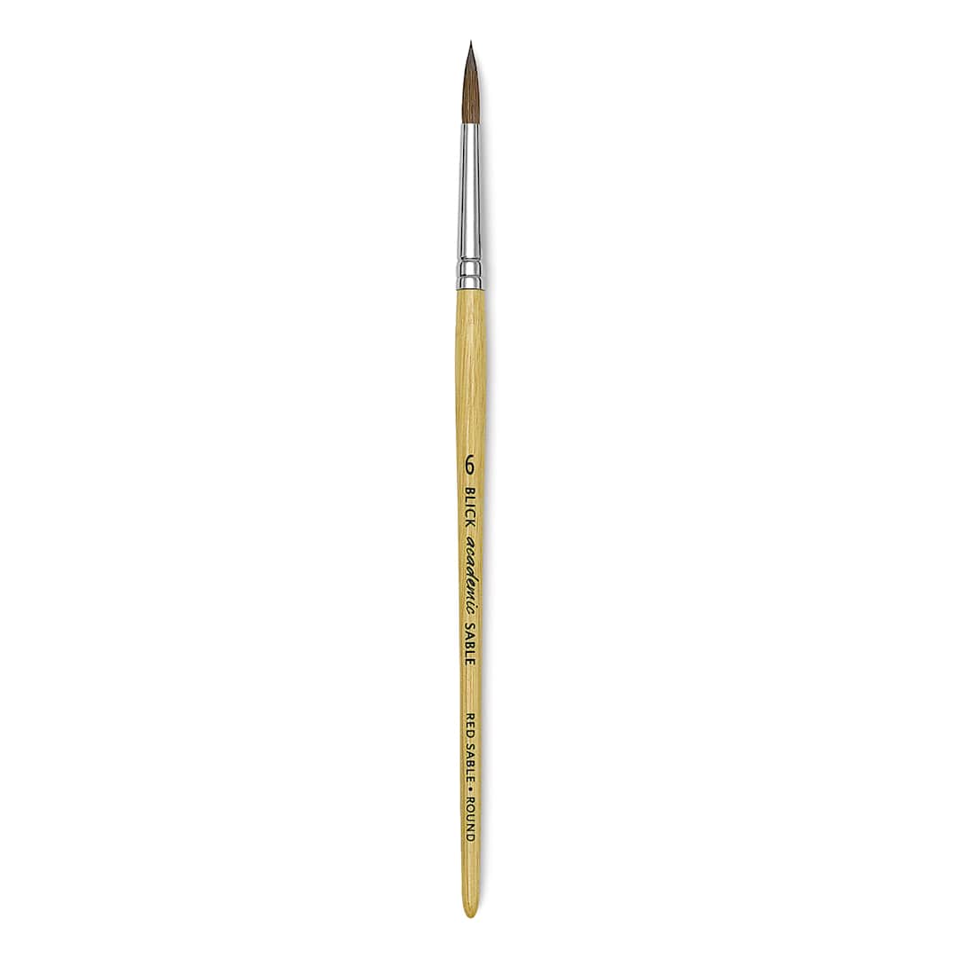 Open in modal - Blick Academic Sable Brush - Round, Natural Handle, Size 6