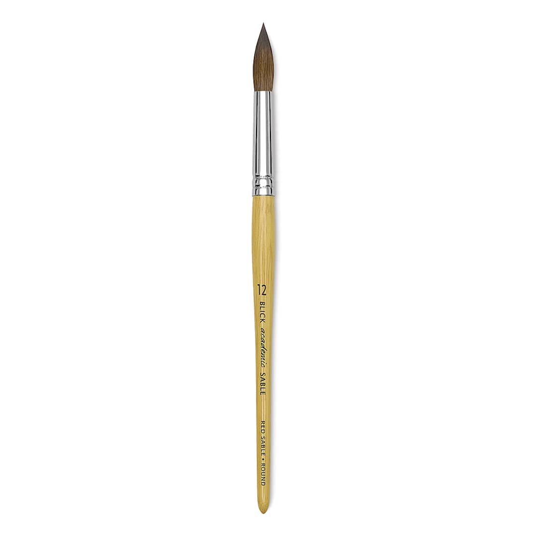 Open in modal - Blick Academic Sable Brush - Round, Natural Handle, Size 12