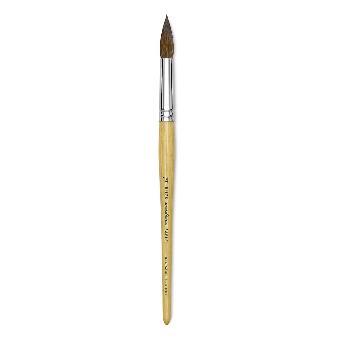 Open in modal - Blick Academic Sable Brush - Round, Natural Handle, Size 14
