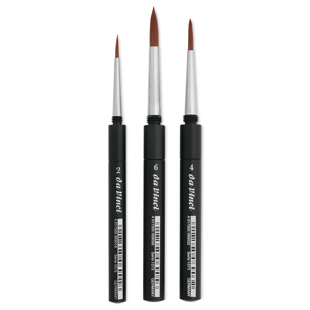 Open in modal - Da Vinci Cosmotop Spin Travel Brushes - Series 5393, Urban Sketching Set of 3, laid out