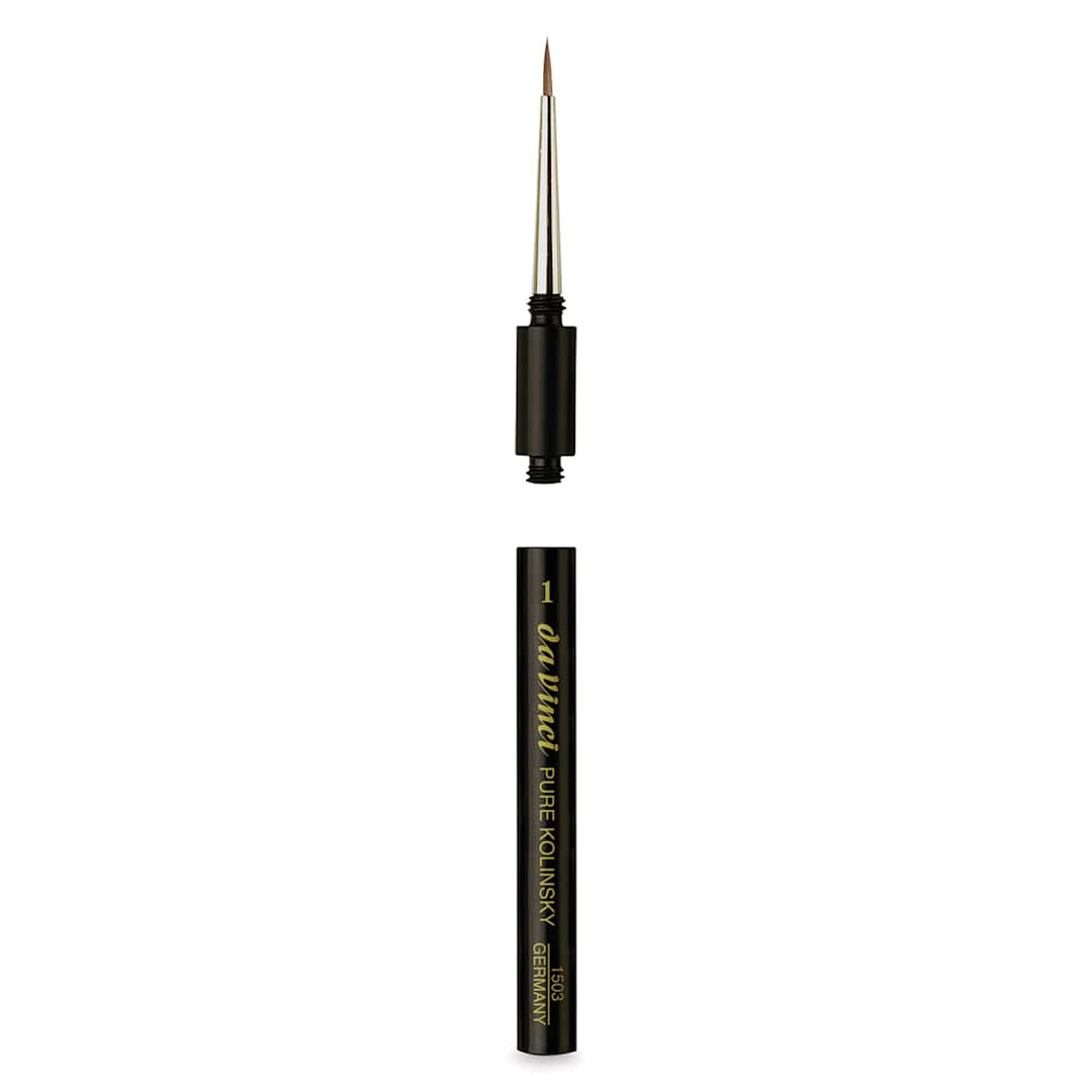 Open in modal - Da Vinci Maestro Kolinsky Brush - Travel Round, Short Handle, Size 1, brush removed from handle