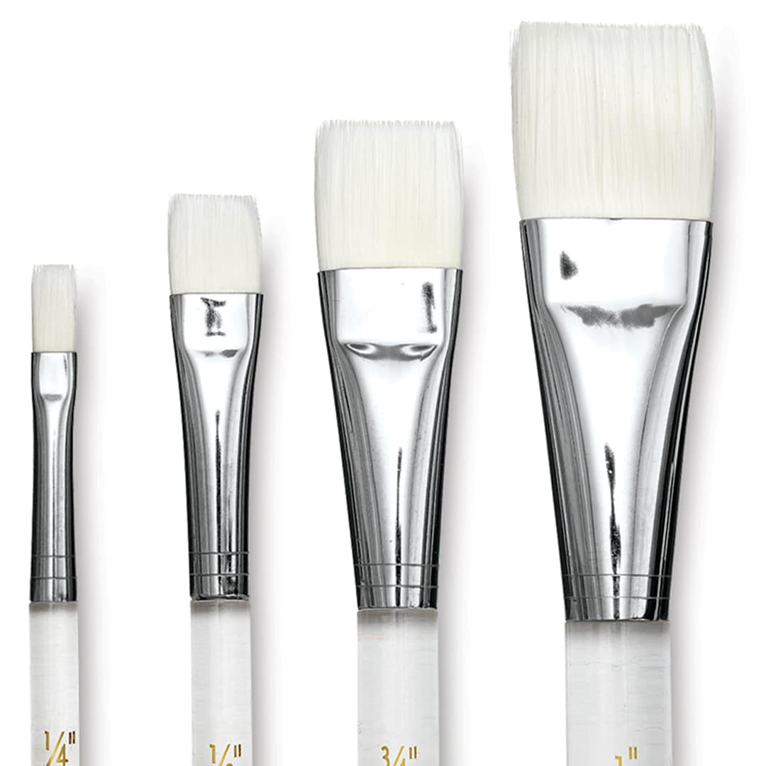 Open in modal - Blick Scholastic Wonder White Brush Set - Flat Foot, Short Handle, Set of 4