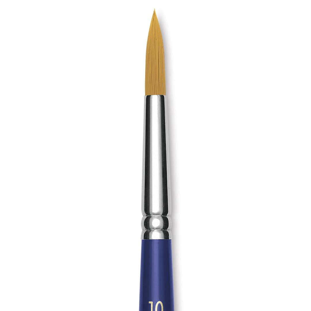 Open in modal - Blick Scholastic Short Handle Golden Taklon Brush - Round, Size 10 close up