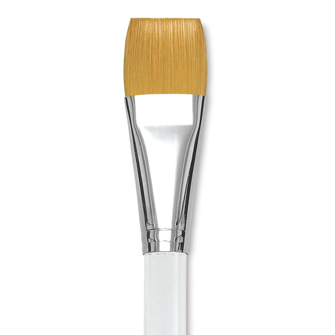 Open in modal - Blick Scholastic Short Handle Golden Taklon Brush - Flat Foot, Size 1"