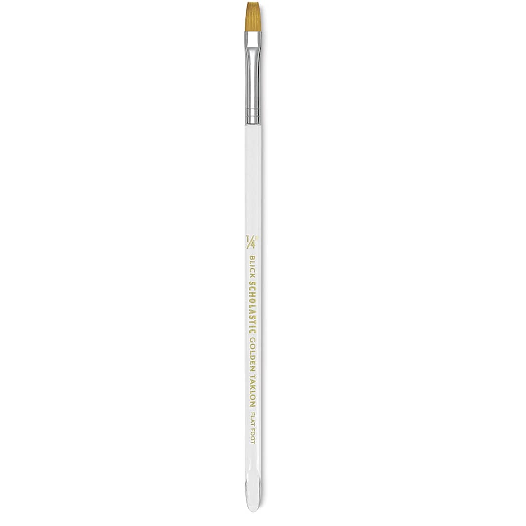 Open in modal - Blick Scholastic Short Handle Golden Taklon Brush - Flat Foot, Size 1/4"