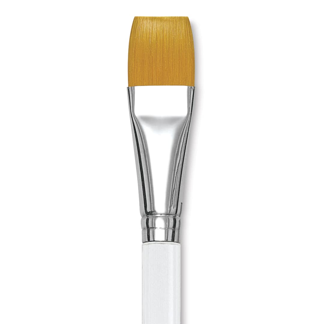 Open in modal - Blick Scholastic Short Handle Golden Taklon Brush - Flat Foot, Size 3/4"
