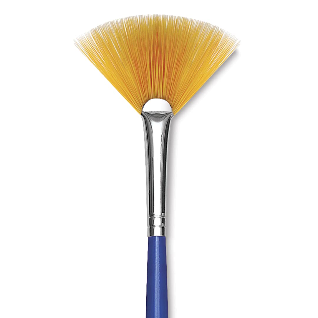 Open in modal - Blick Scholastic Short Handle Golden Taklon Brush - Fan, Short Handle, Size 2
