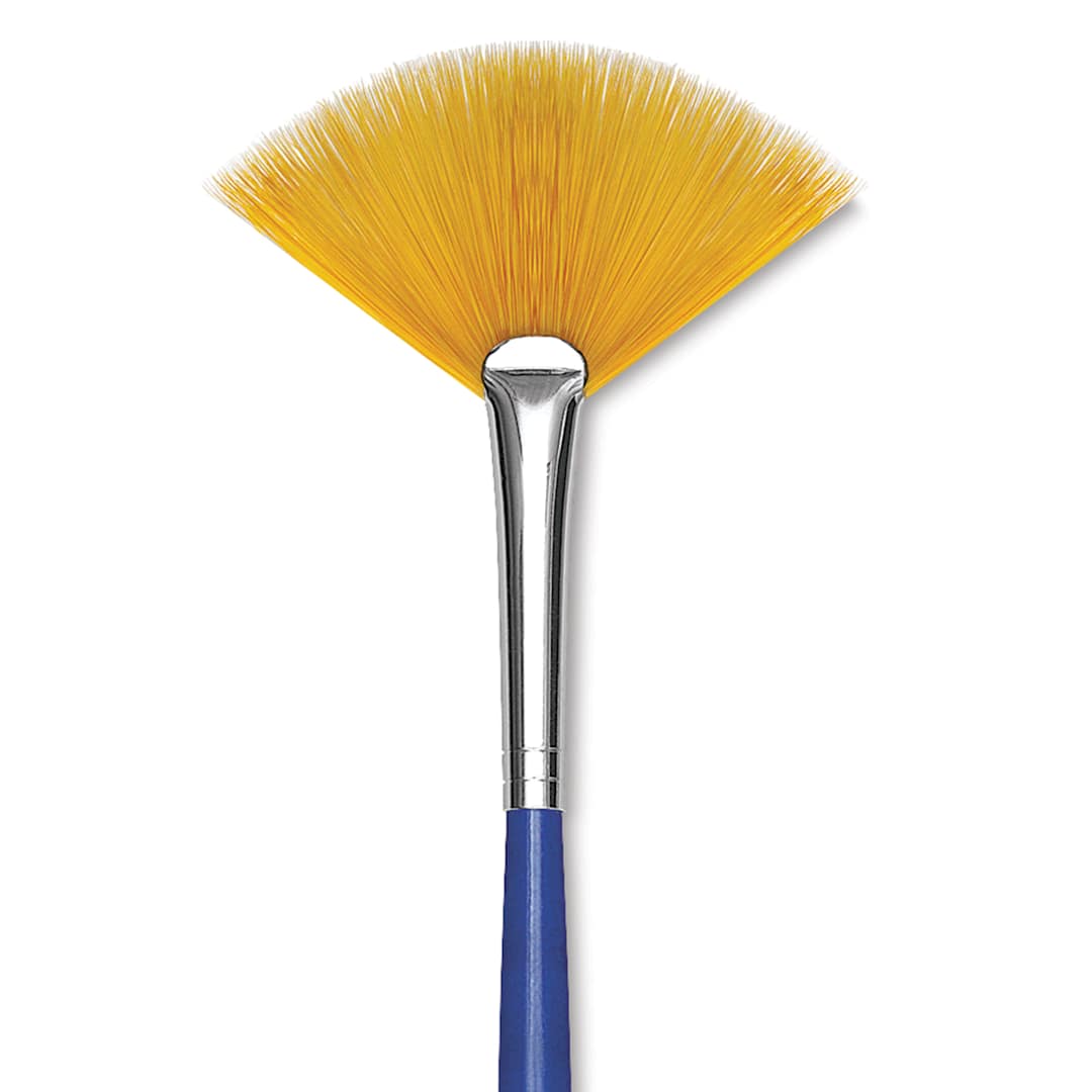 Open in modal - Blick Scholastic Short Handle Golden Taklon Brush - Fan, Short Handle, Size 4