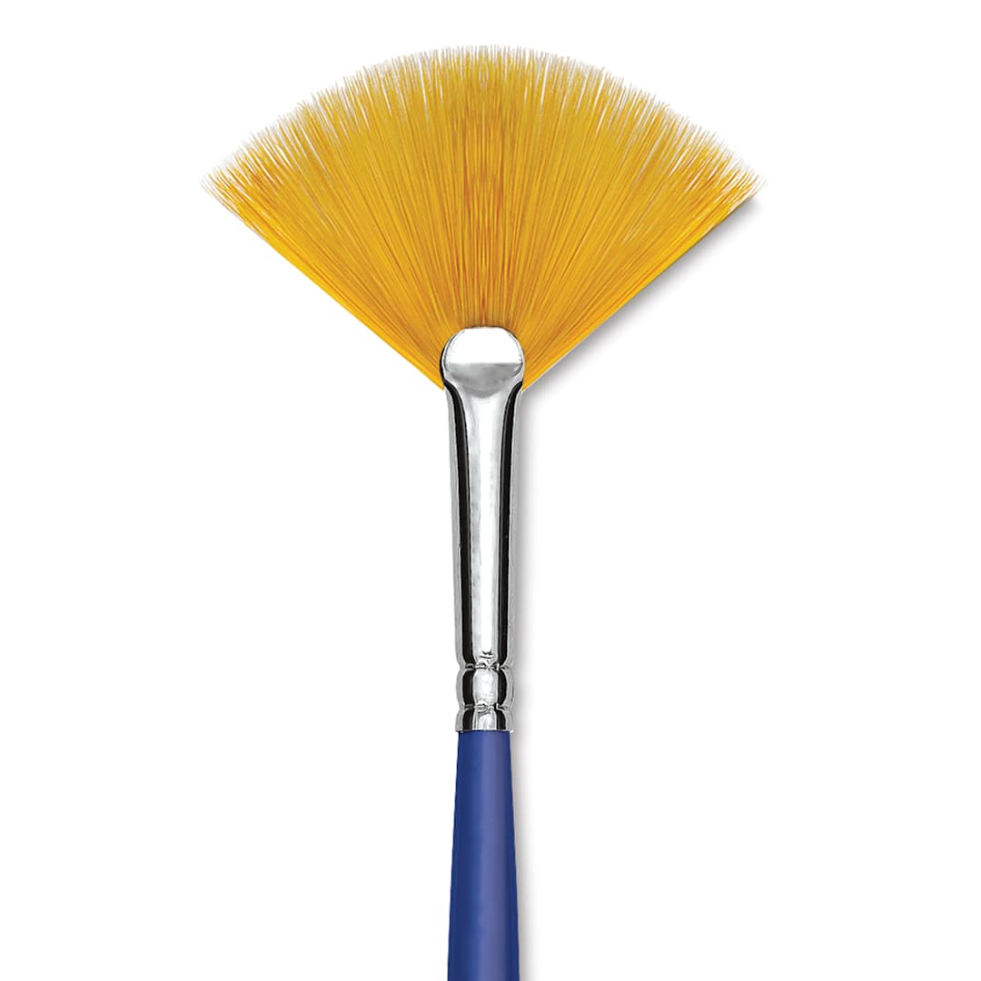 Open in modal - Blick Scholastic Short Handle Golden Taklon Brush - Fan, Short Handle, Size 6