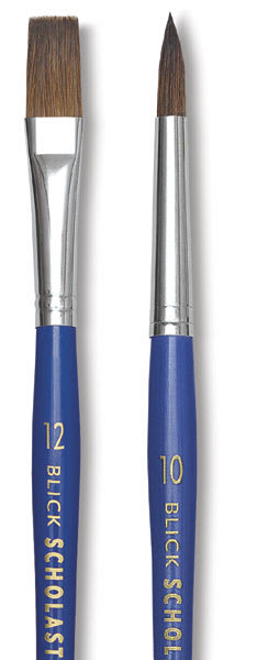 Open in modal - Blick Scholastic Pony Brushes - Closeup of Bright and Round