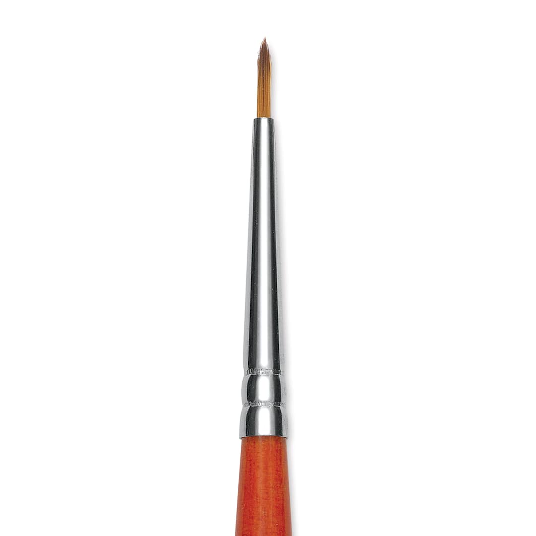 Open in modal - Raphael Golden Kaerell Brush - Pointed Round, Short Handle, Size 3/0, close-up