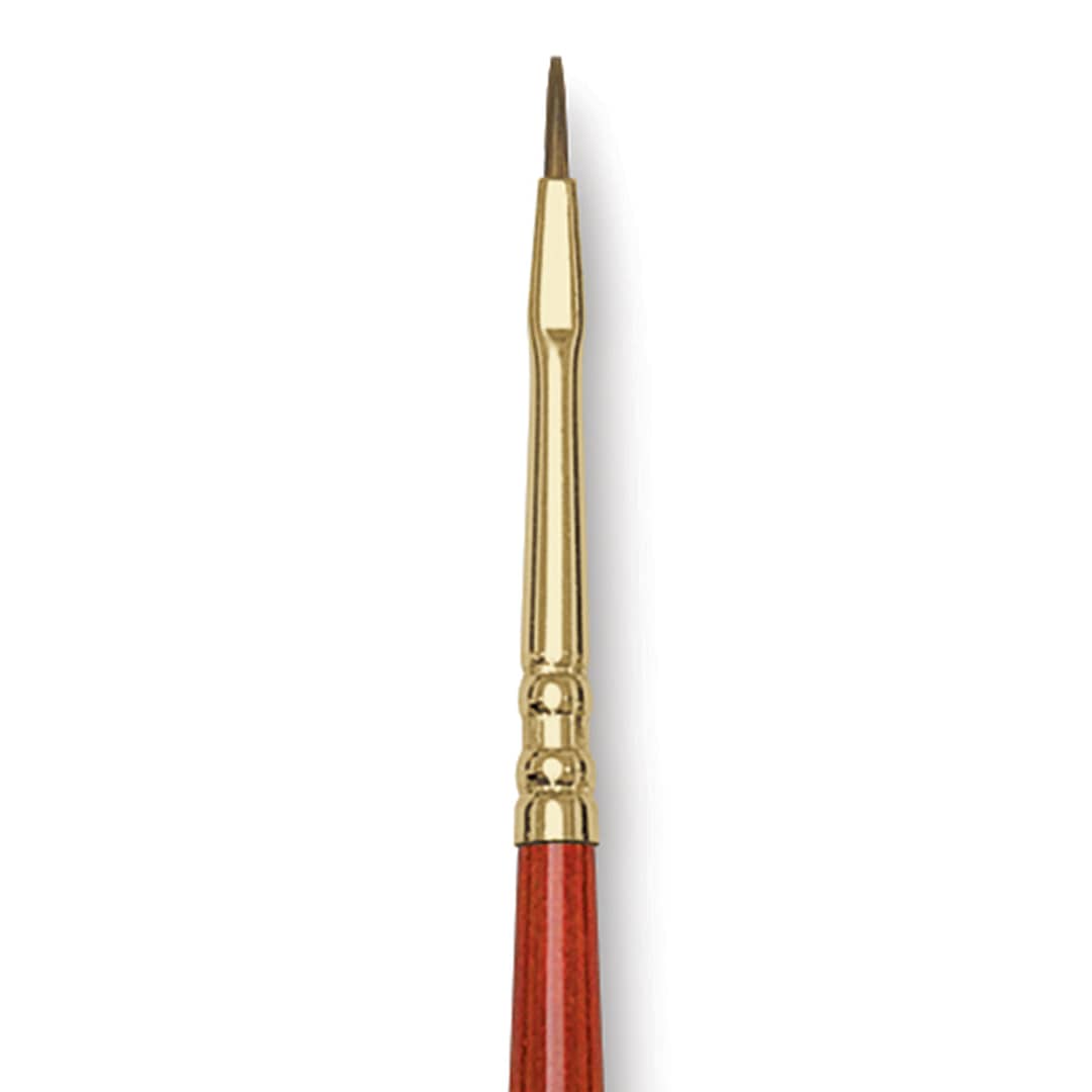 Open in modal - Blick Master Kolinsky Sable Brush - Flat, Short Handle, Red, Size 0 close up