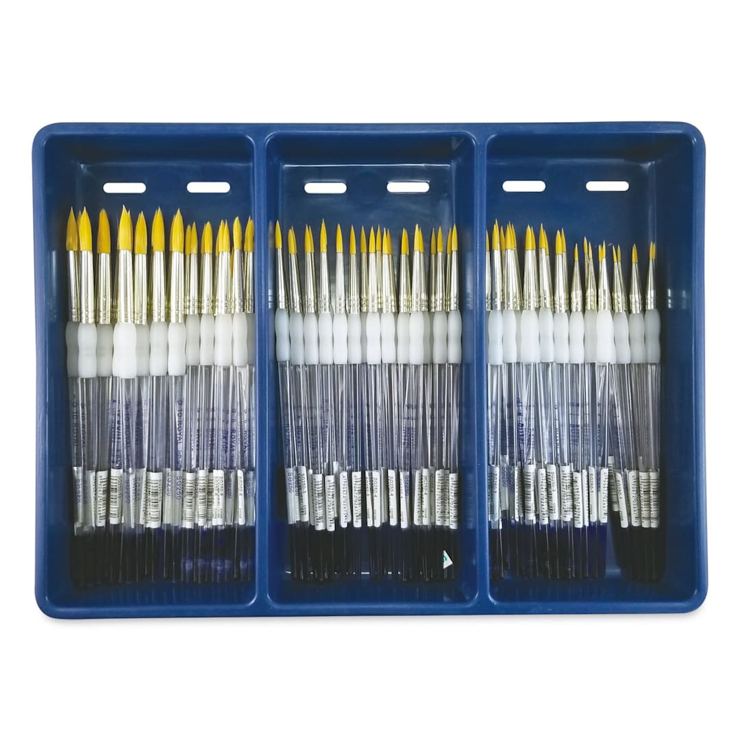 Open in modal - Royal Langnickel Soft Grip Golden Taklon Brush Set - Rounds, Set of 72 (in tray)