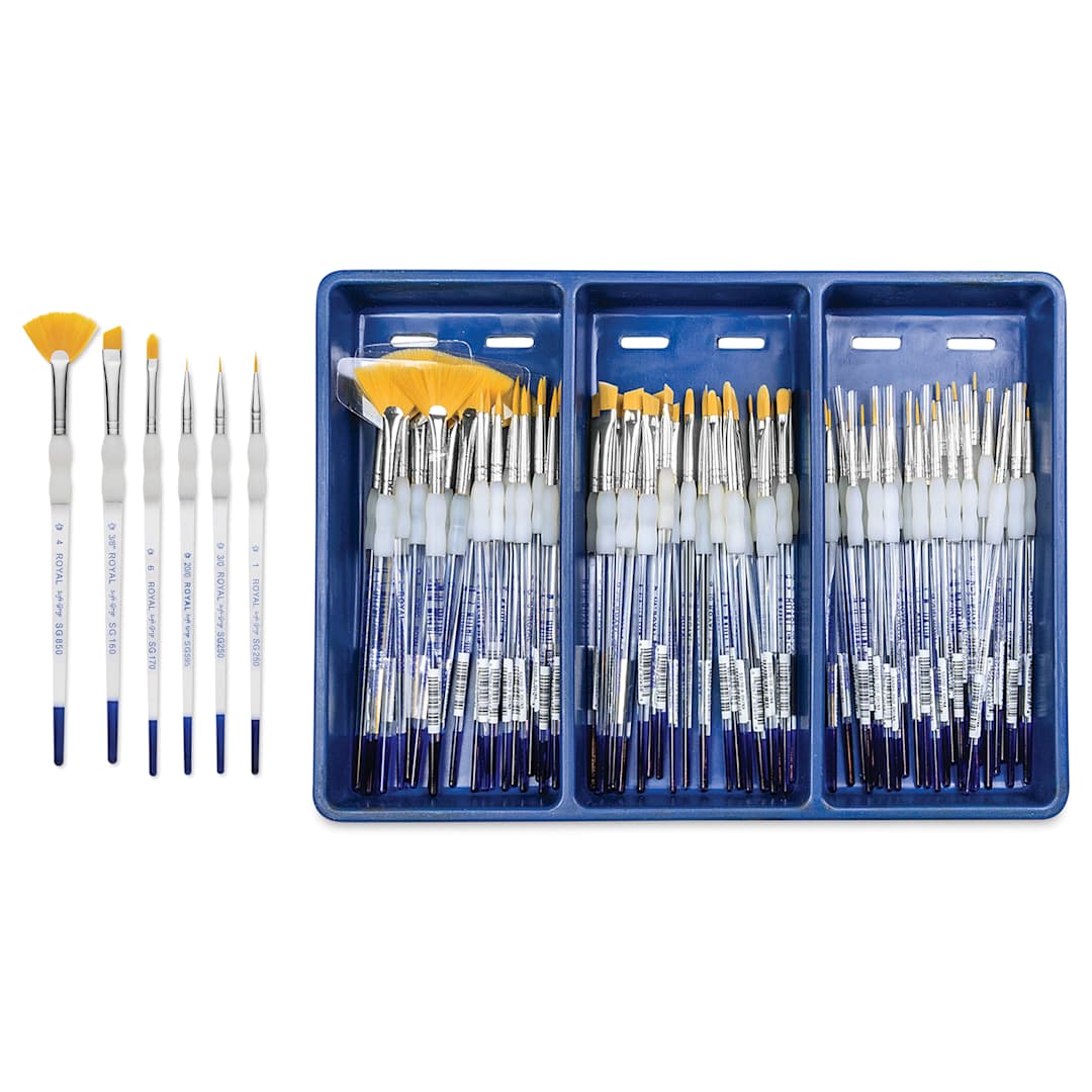 Open in modal - Royal Langnickel Soft Grip Golden Taklon Brush Set - General Assortment, Set of 72